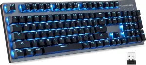 MOTOSPEED 2.4GHz Wireless/USB Wired Mechanical Keyboard 104Keys Led Backlit Blue Switches Gaming Keyboard for Gaming and Typing,Compatible for Mac/PC/Laptop