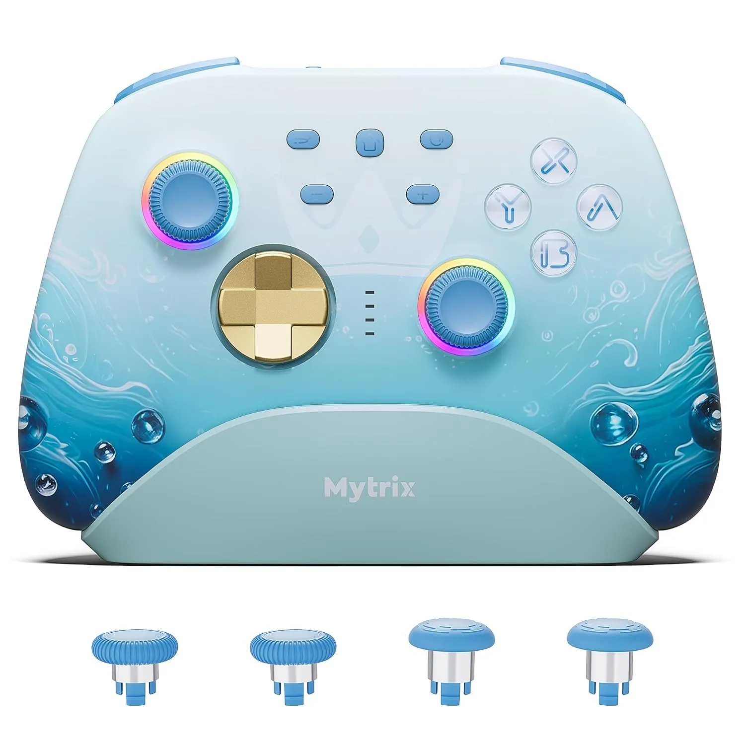 Mytrix Wireless Switch Pro Controllers with Charging Dock, Bluetooth Controller for Nintendo Switch/Lite/OLED with Hall Effect Joysticks & Trigger, Compatible with PC/iOS/Android/Steam (Aqua Blue)