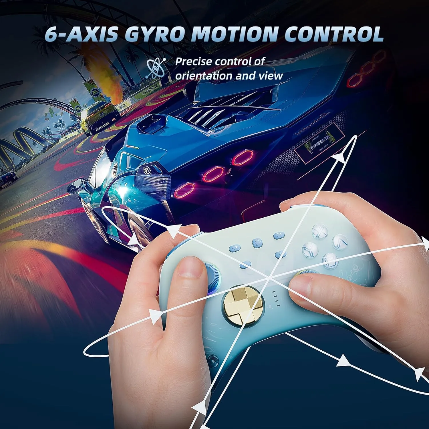 Mytrix Wireless Switch Pro Controllers with Charging Dock, Bluetooth Controller for Nintendo Switch/Lite/OLED with Hall Effect Joysticks & Trigger, Compatible with PC/iOS/Android/Steam (Aqua Blue)