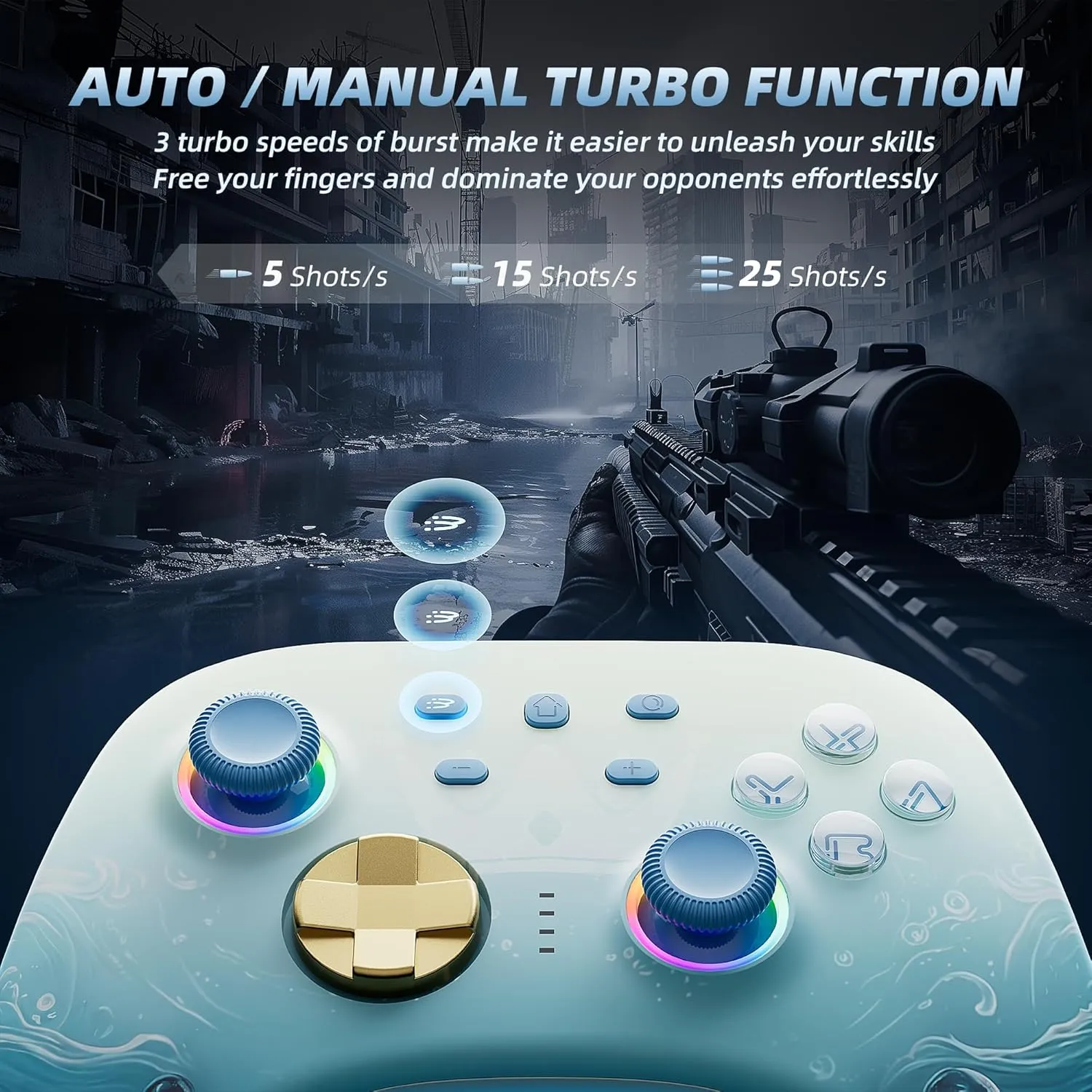 Mytrix Wireless Switch Pro Controllers with Charging Dock, Bluetooth Controller for Nintendo Switch/Lite/OLED with Hall Effect Joysticks & Trigger, Compatible with PC/iOS/Android/Steam (Aqua Blue)