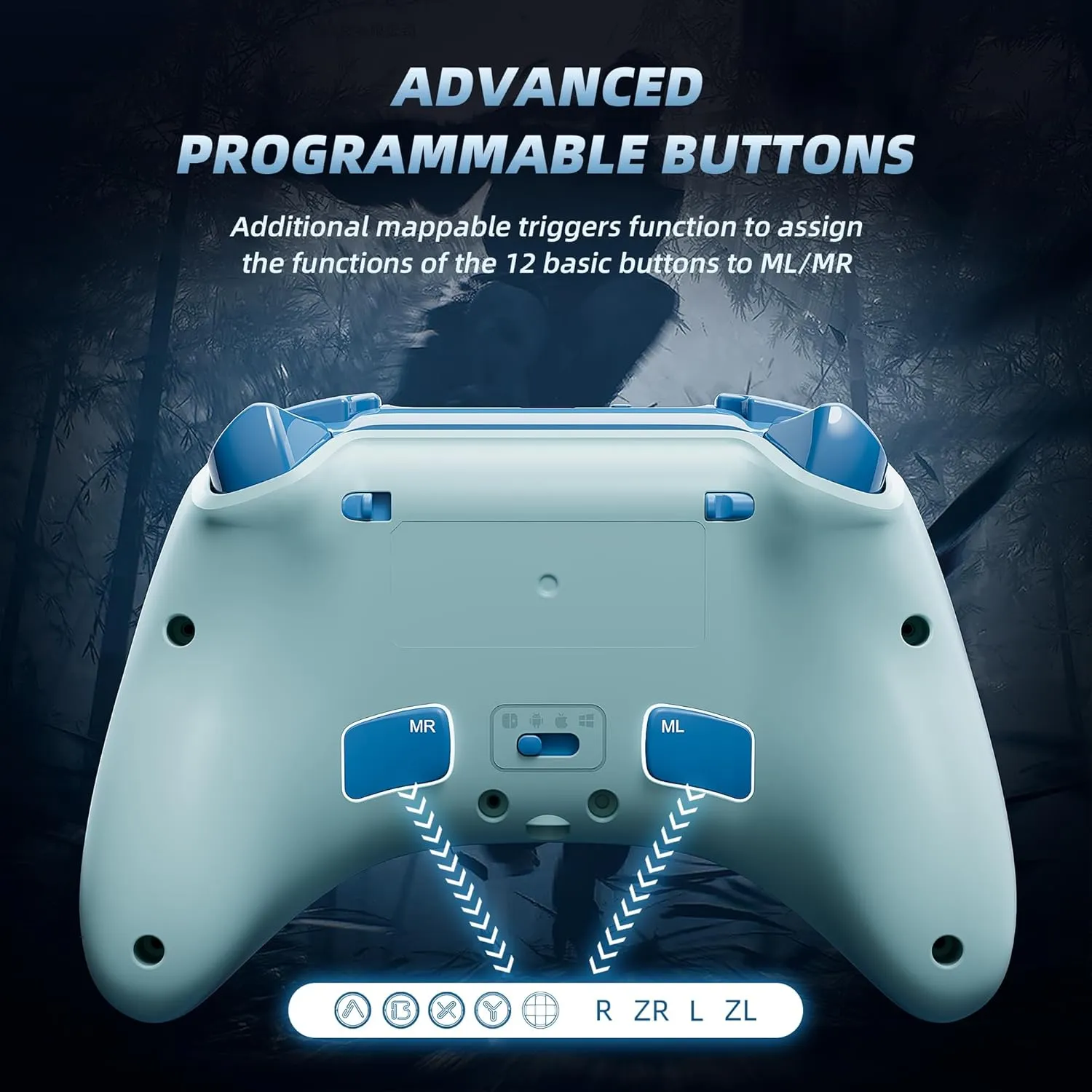 Mytrix Wireless Switch Pro Controllers with Charging Dock, Bluetooth Controller for Nintendo Switch/Lite/OLED with Hall Effect Joysticks & Trigger, Compatible with PC/iOS/Android/Steam (Aqua Blue)