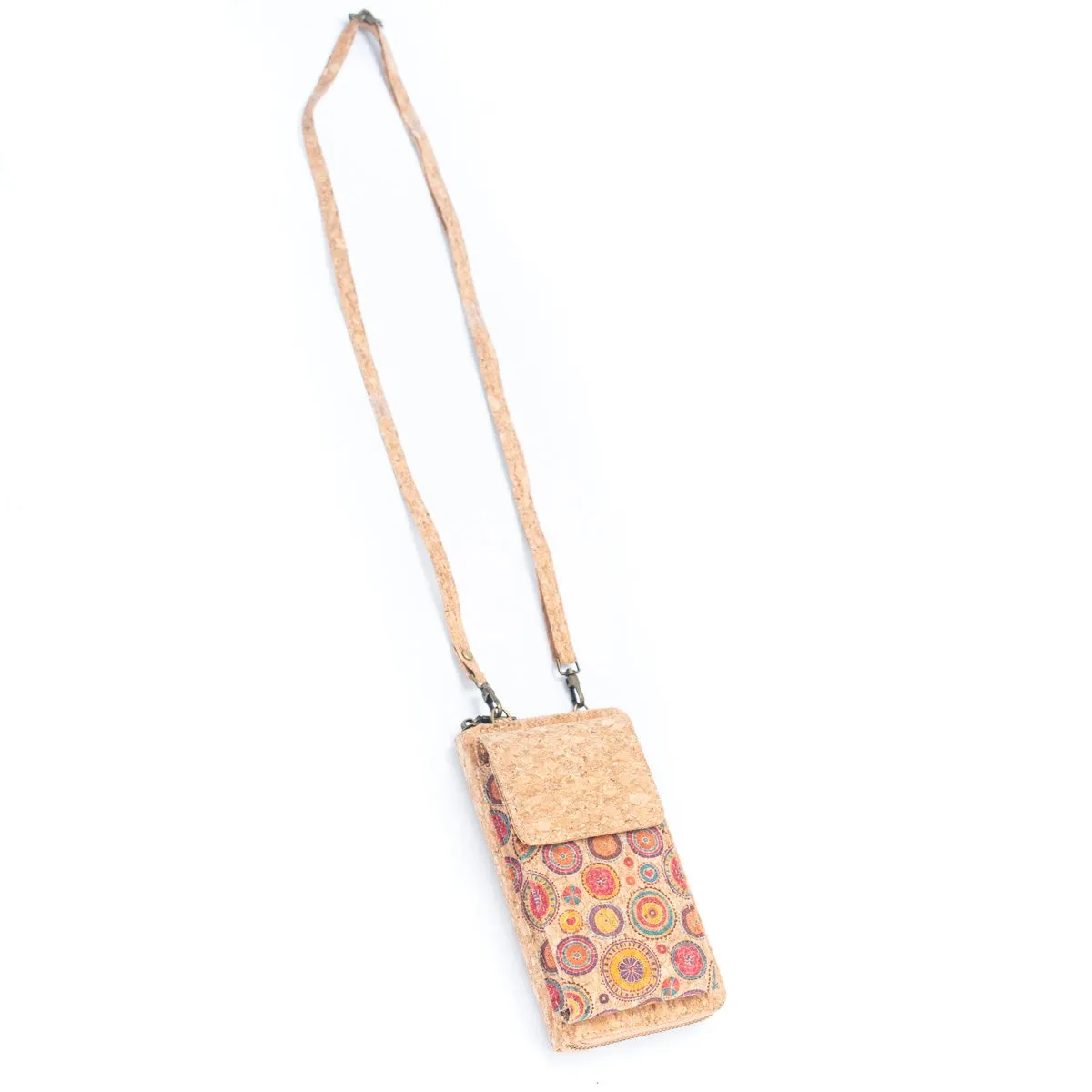 Natural Cork Mobile Crossbody Zipper Wallet