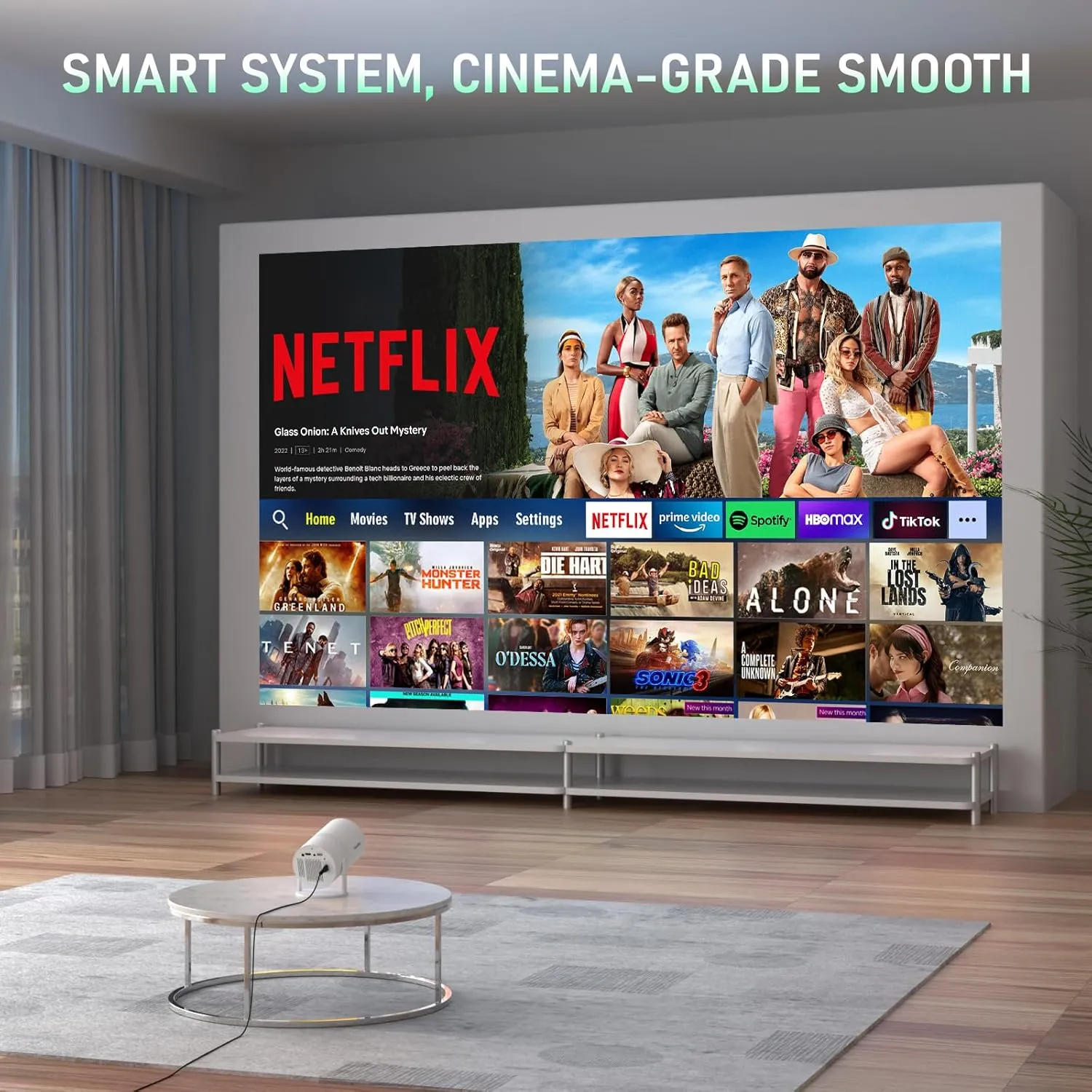 [Netflix Officially & Electric Focus] Projector with WiFi and Bluetooth, XuanPad Full HD 1080P Portable Projector, 210 Rotatable Stand, Auto Keystone, Dust Removal and Heat Dissipation Design