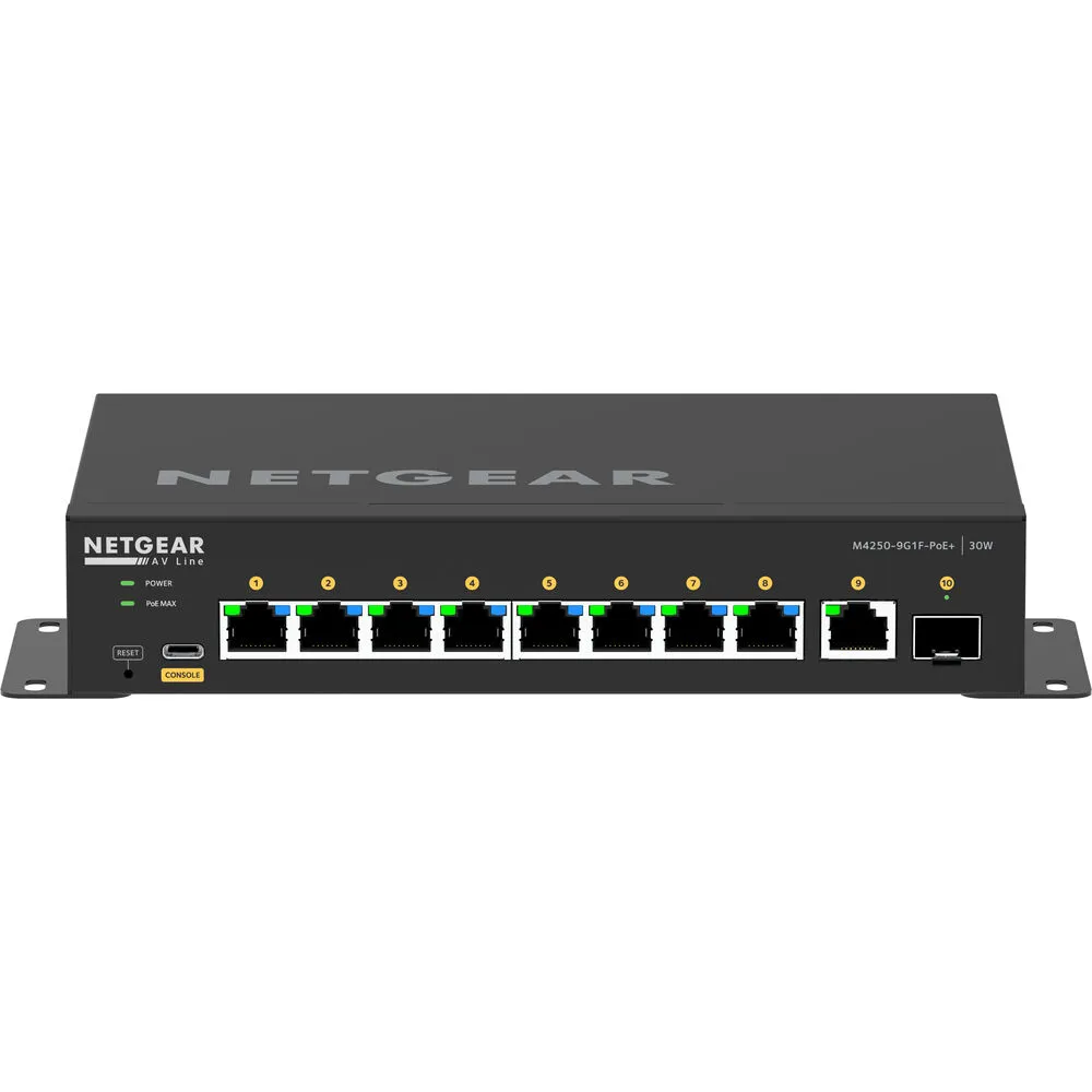 Netgear AV Line M4250 GSM4210PD 8-Port Gigabit PoE  Compliant Managed AV Switch with SFP (110W)
