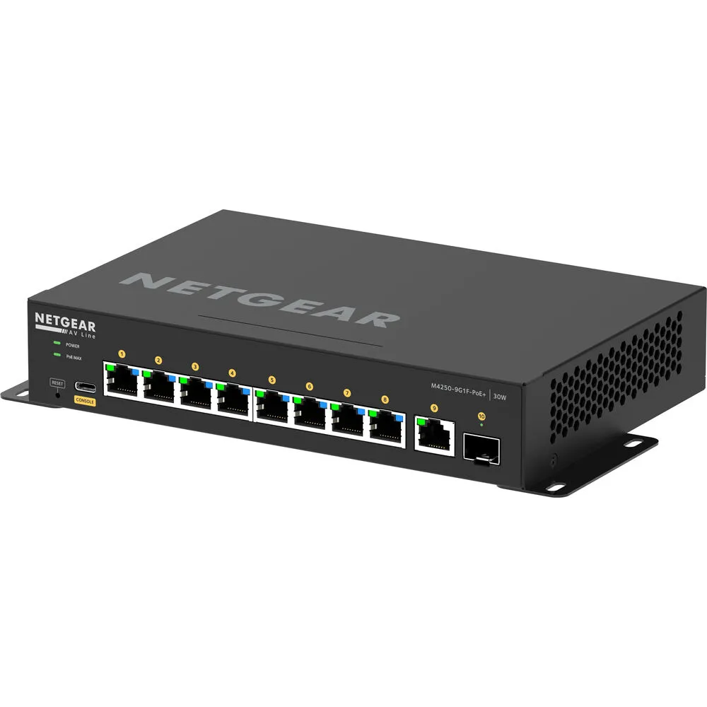 Netgear AV Line M4250 GSM4210PD 8-Port Gigabit PoE  Compliant Managed AV Switch with SFP (110W)