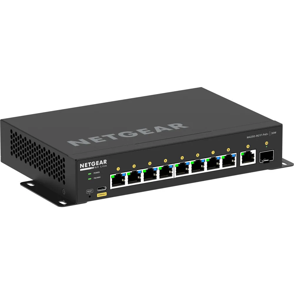 Netgear AV Line M4250 GSM4210PD 8-Port Gigabit PoE  Compliant Managed AV Switch with SFP (110W)