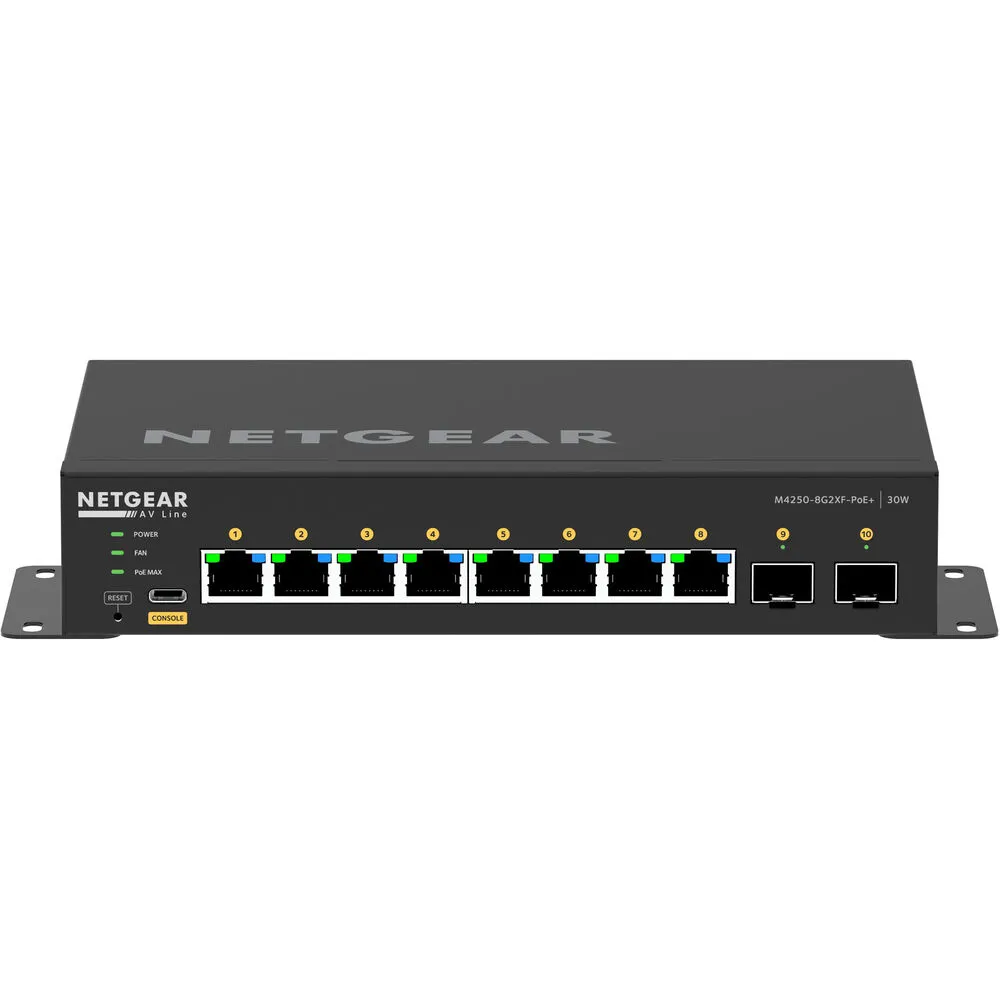 Netgear AV Line M4250 GSM4210PX 8-Port Gigabit PoE  Compliant Managed AV Switch with SFP (220W)