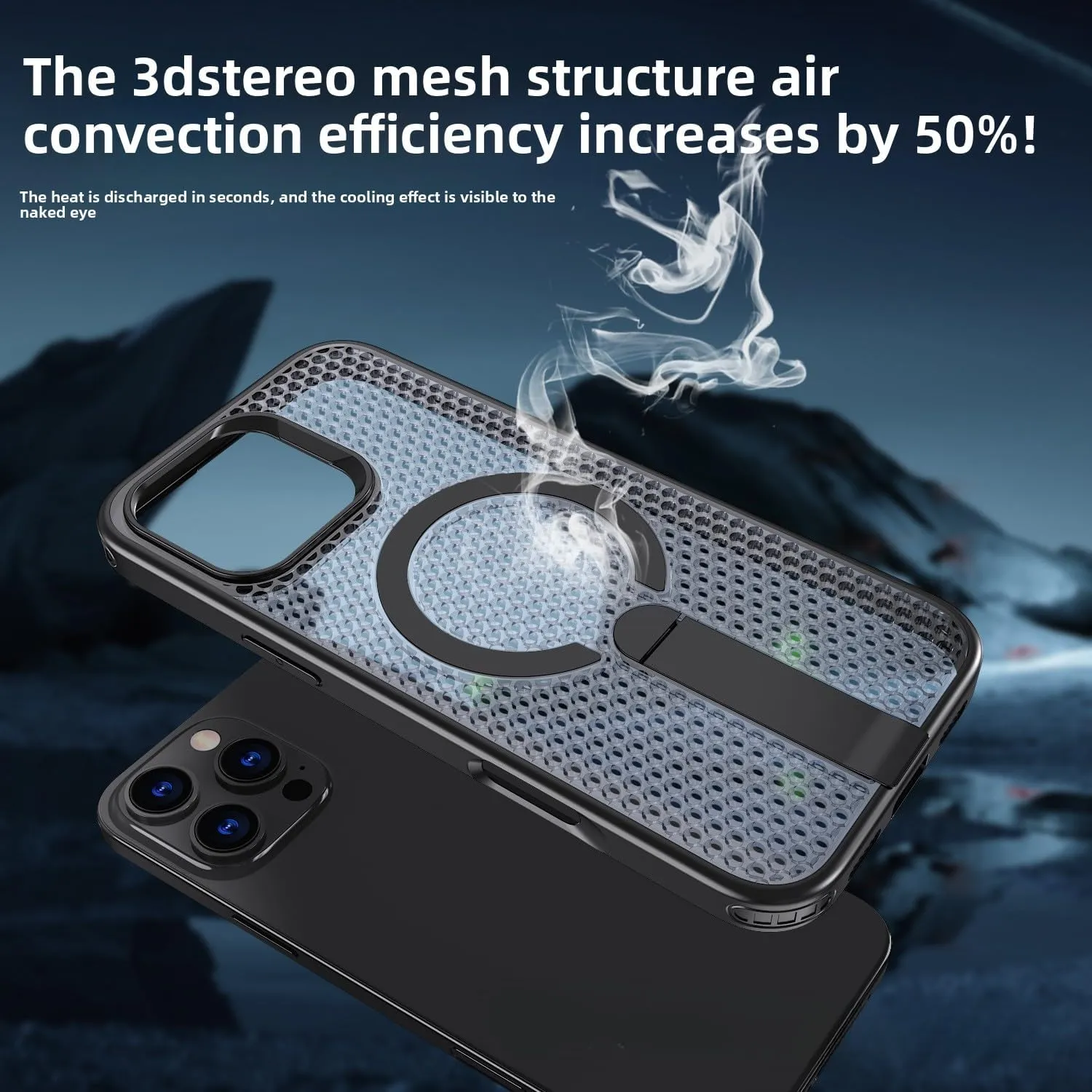 New Model Honeycomb Cooling Magnetic Case for iPhone 13 promax/14pro/15/16 E/12promax,with Wireless Charging,Metal Kickstand | TPU PC Military-Grade Protection (iPhone 16E,Titanium Gray)