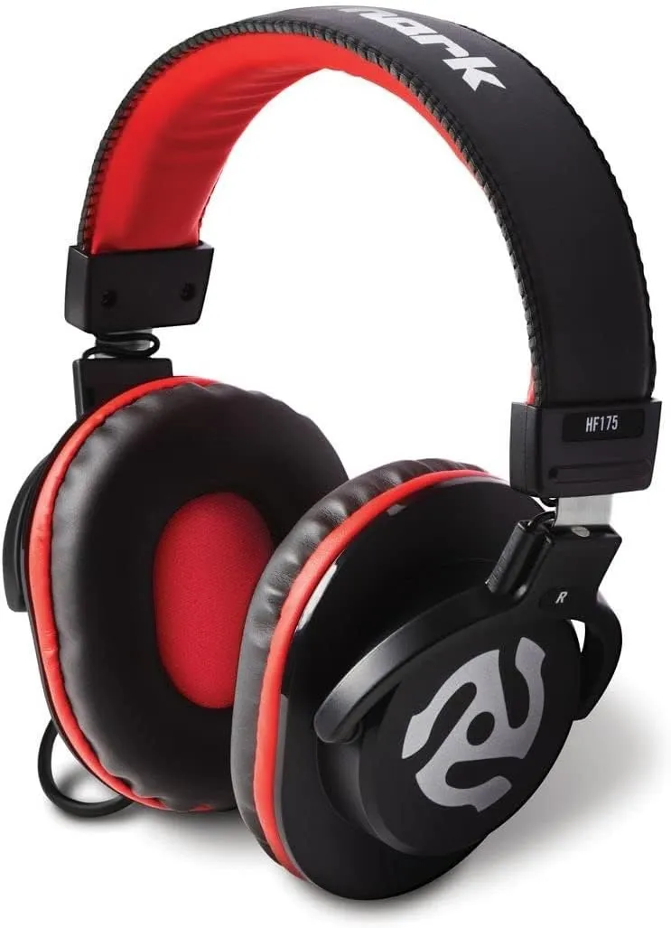 Numark HF175 - DJ Headphones with Closed Back Over Ear Design, 40mm Drivers, Comfortable Ear Pads for Mixing and DJ Monitoring, 3m Cable Included , Black