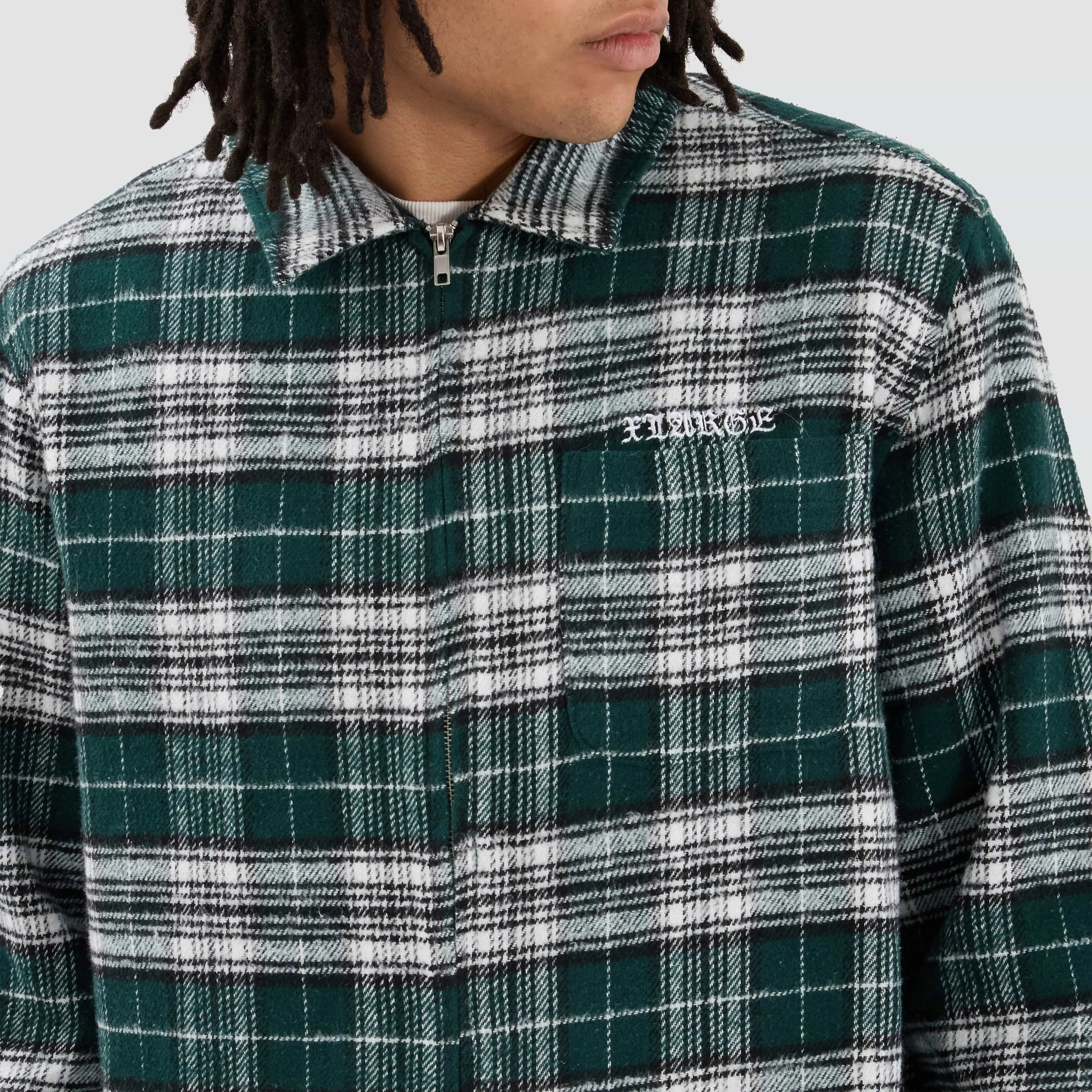 Old English Check Zip Shirt Green