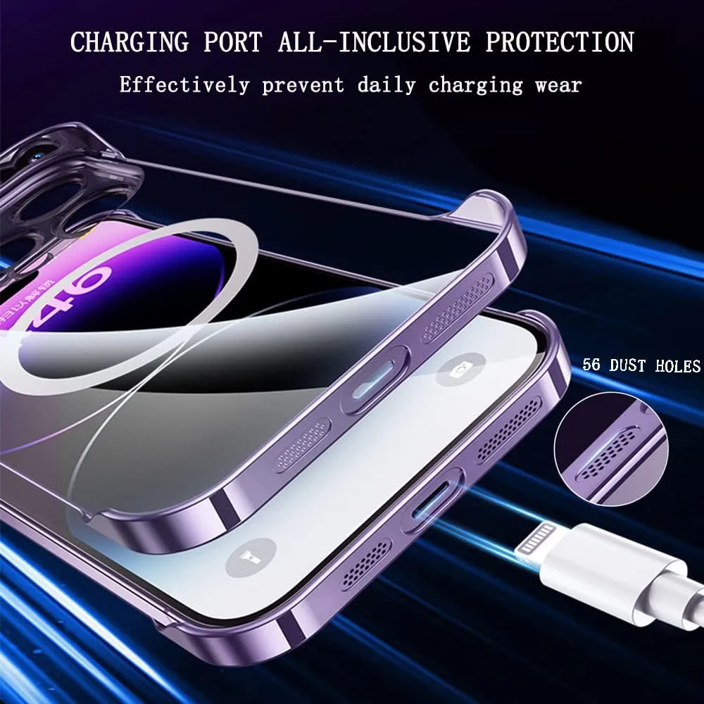 Omio Magnetic Slim Clear Case for iPhone 13 Compatible with MagSafe, Clear Plating Ultra-Thin Bumper Frameless Borderless Design with Full Camera Lens Protector for Women Men, Green