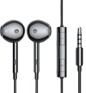 Original Wired Headphone Noise Canceling HiFi Headphone Jack in-Ear Built-in Microphone with Remote Control Support Smartphone Call Volume Adjustment 3.5MM (SFVBLACK)