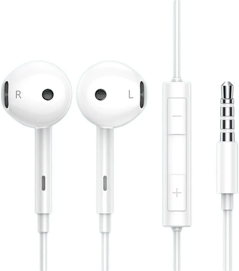 Original Wired Headphone Noise Canceling HiFi Headphone Jack in-Ear Built-in Microphone with Remote Control Support Smartphone Call Volume Adjustment 3.5MM (SFVWHITE)