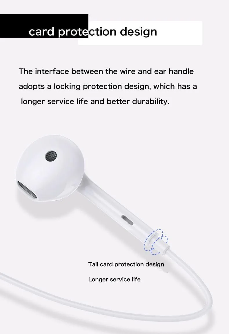 Original Wired Headphone Noise Canceling HiFi Headphone Jack in-Ear Built-in Microphone with Remote Control Support Smartphone Call Volume Adjustment 3.5MM (SFVWHITE)