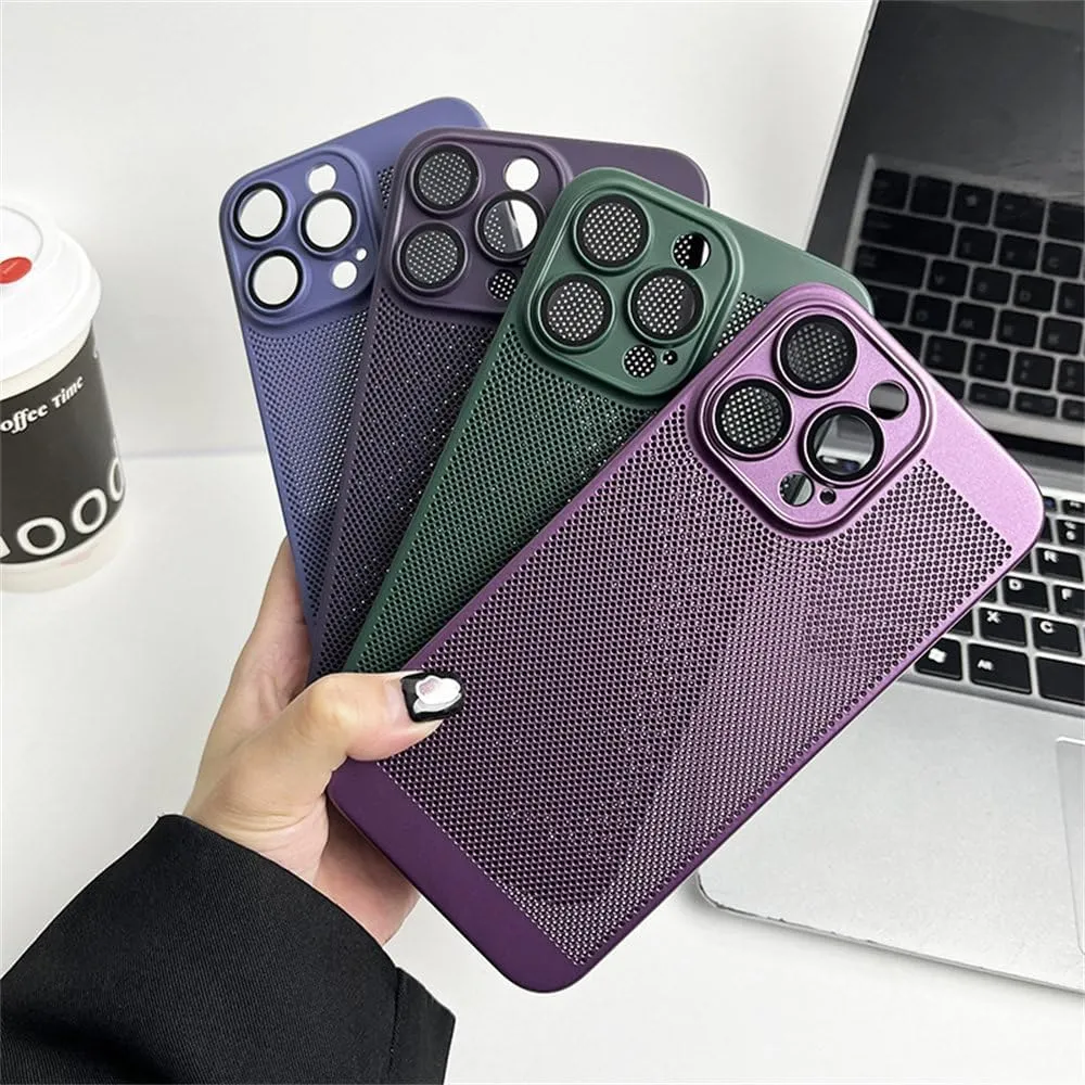 PC Cooling Matte Heat Dissipation Case for iPhone 16 15 14 13 12 11 Pro Max 14 15 16 Plus Anti-Fall Protective Case,Titanium,for iPhone 12