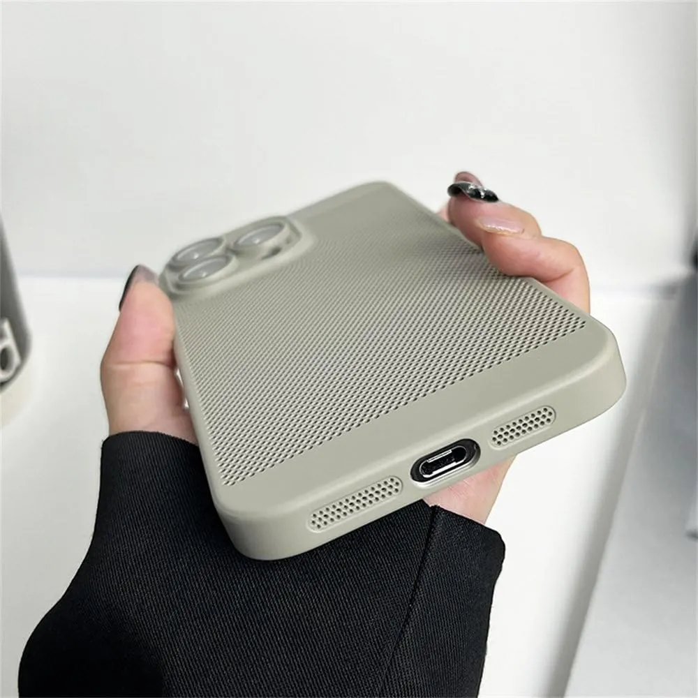PC Cooling Matte Heat Dissipation Case for iPhone 16 15 14 13 12 11 Pro Max 14 15 16 Plus Anti-Fall Protective Case,Titanium,for iPhone 12