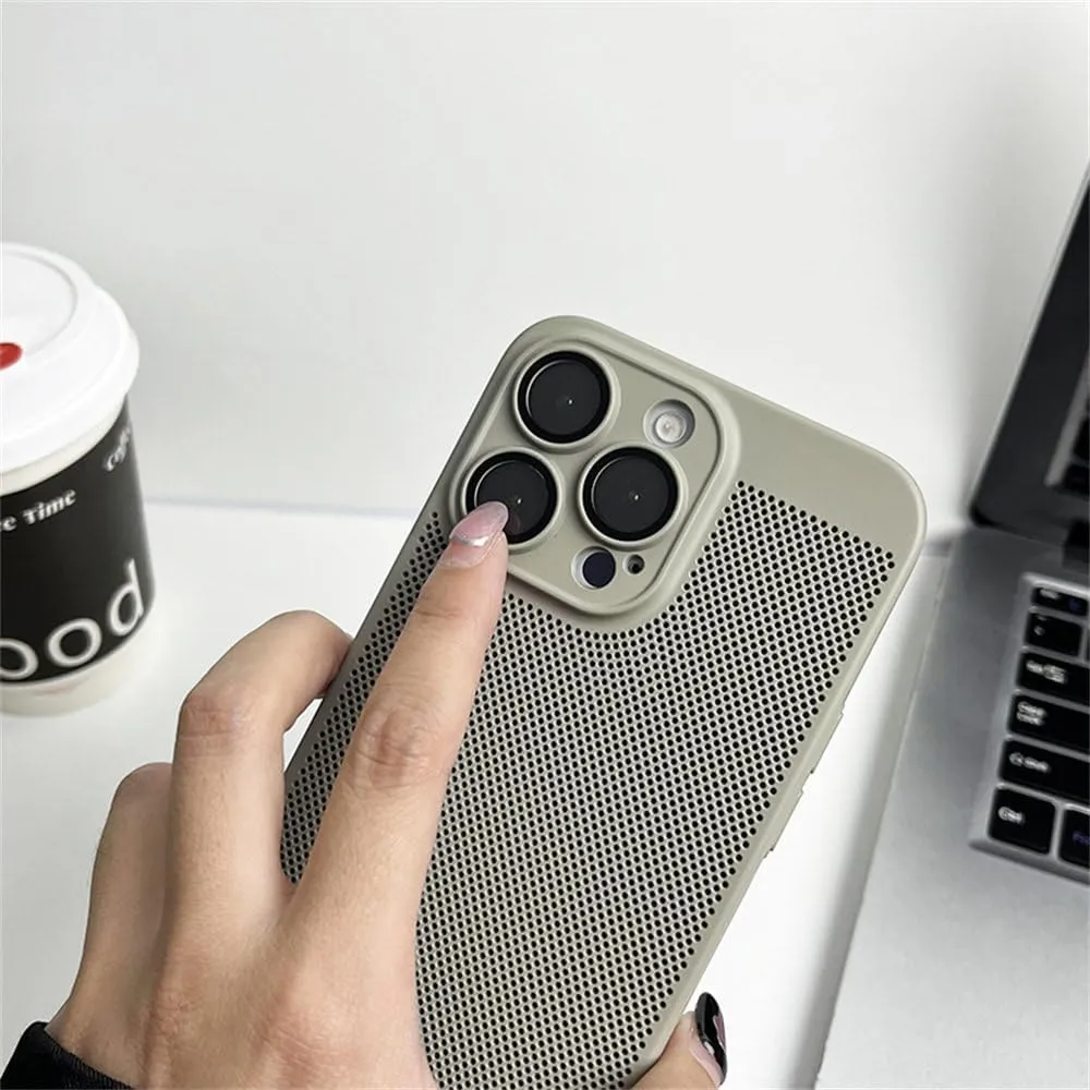 PC Cooling Matte Heat Dissipation Case for iPhone 16 15 14 13 12 11 Pro Max 14 15 16 Plus Anti-Fall Protective Case,Titanium,for iPhone 12