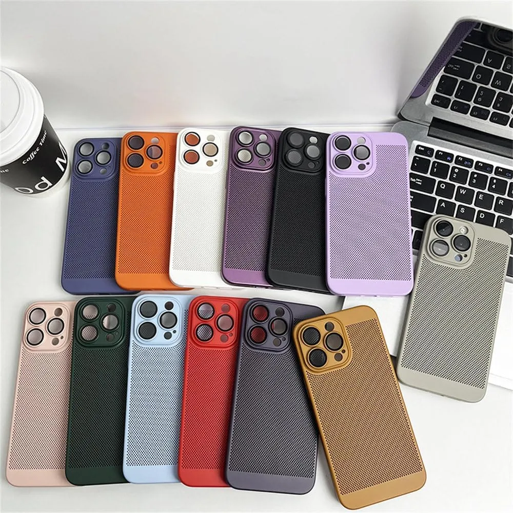 PC Cooling Matte Heat Dissipation Case for iPhone 16 15 14 13 12 11 Pro Max 14 15 16 Plus Anti-Fall Protective Case,Titanium,for iPhone 12
