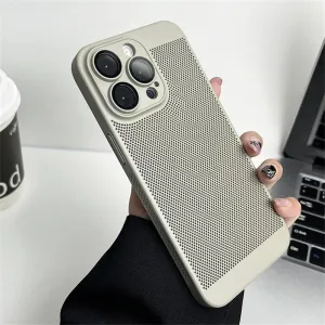 PC Cooling Matte Heat Dissipation Case for iPhone 16 15 14 13 12 11 Pro Max 14 15 16 Plus Anti-Fall Protective Case,Titanium,for iPhone 12