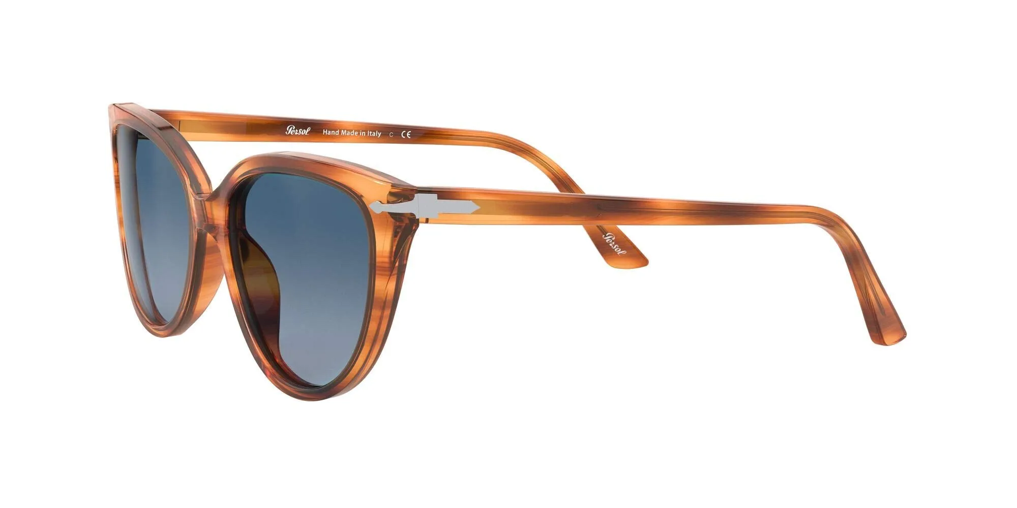 Persol Women's PO3251S Striped Brown with Azure Gradient Blue Sunglasses