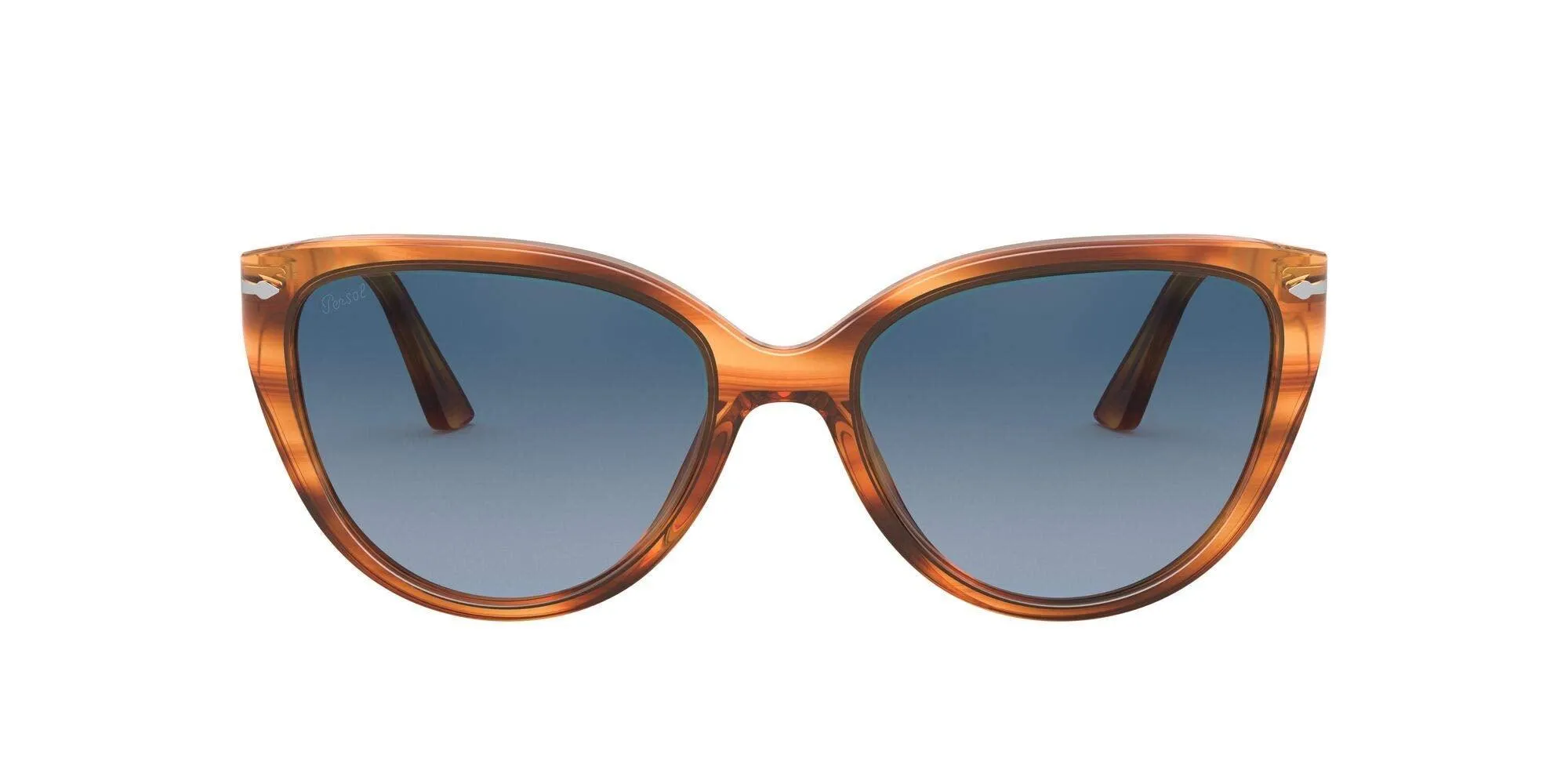 Persol Women's PO3251S Striped Brown with Azure Gradient Blue Sunglasses