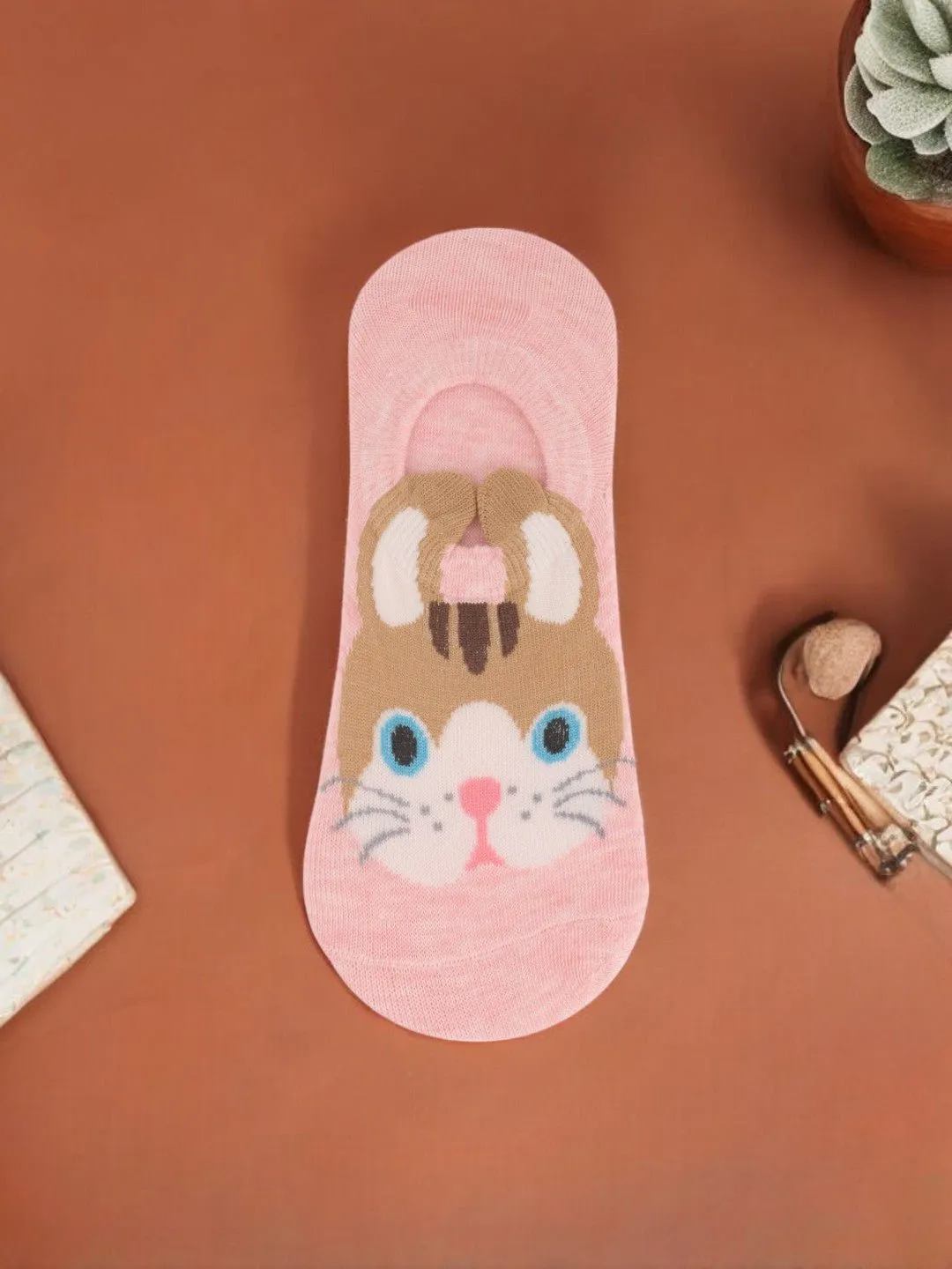 Pink Kitty Face No-Show Socks for Toddlers – Soft and Adorable Design