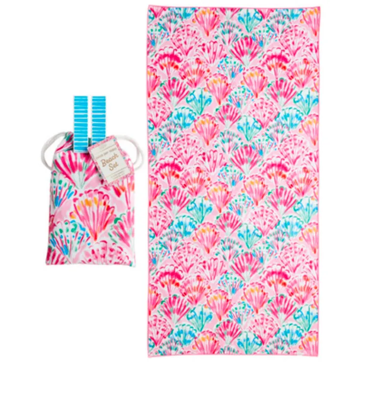 Pink Quick Dry Beach Towel Set