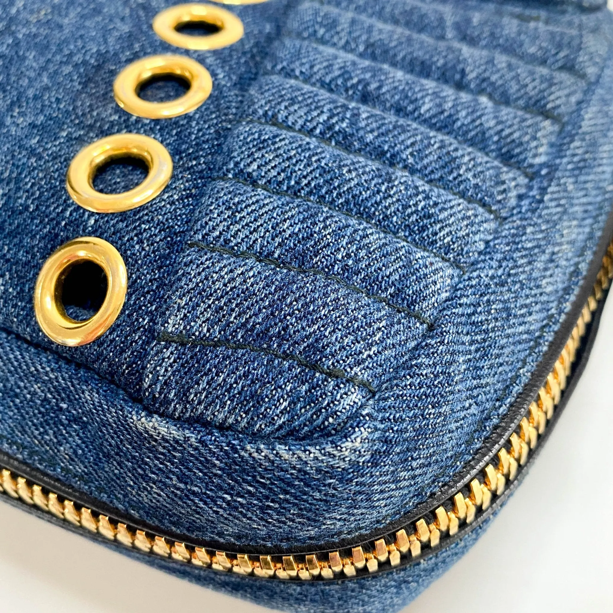 Pink Rhinestone Embellished Denim Crossbody Bag