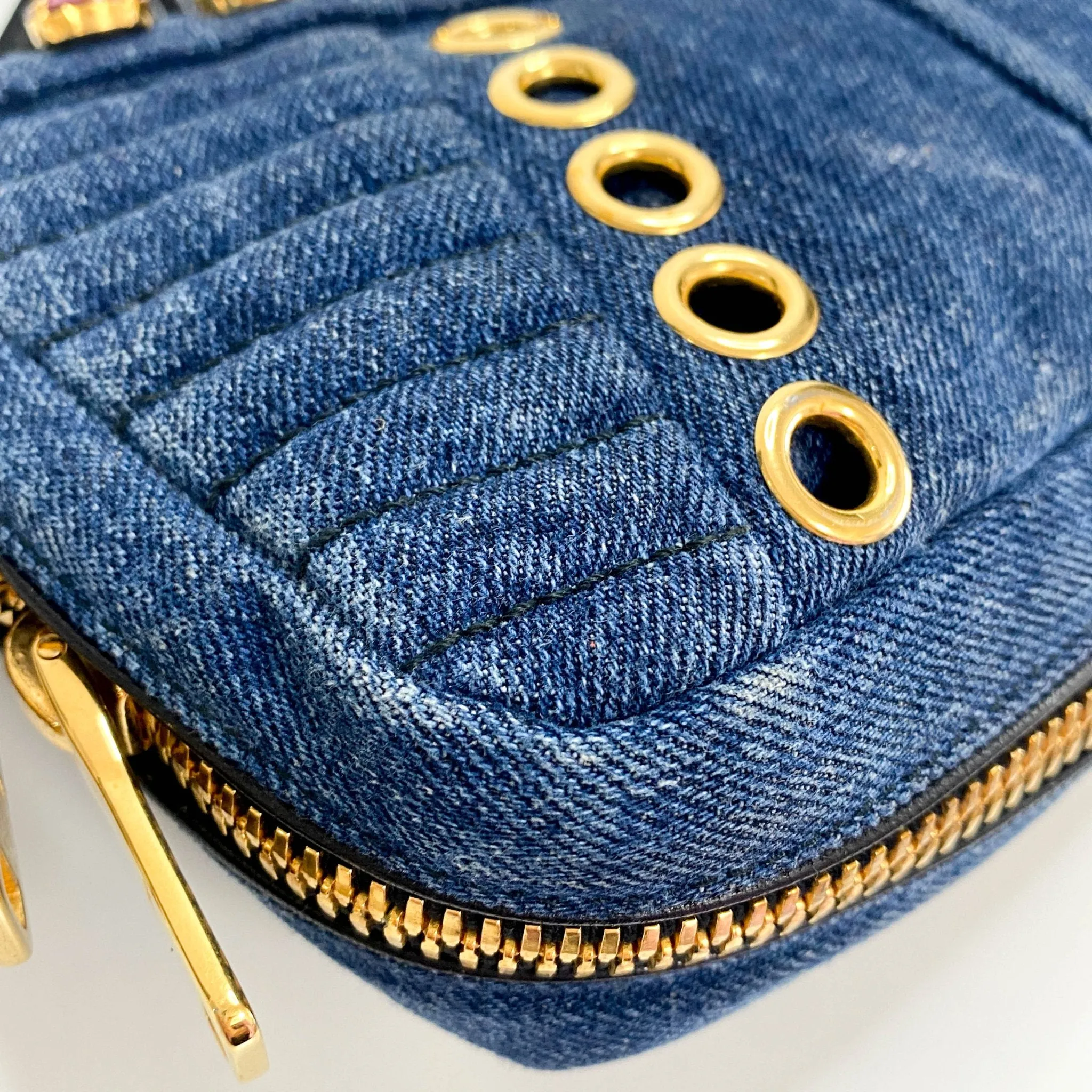 Pink Rhinestone Embellished Denim Crossbody Bag