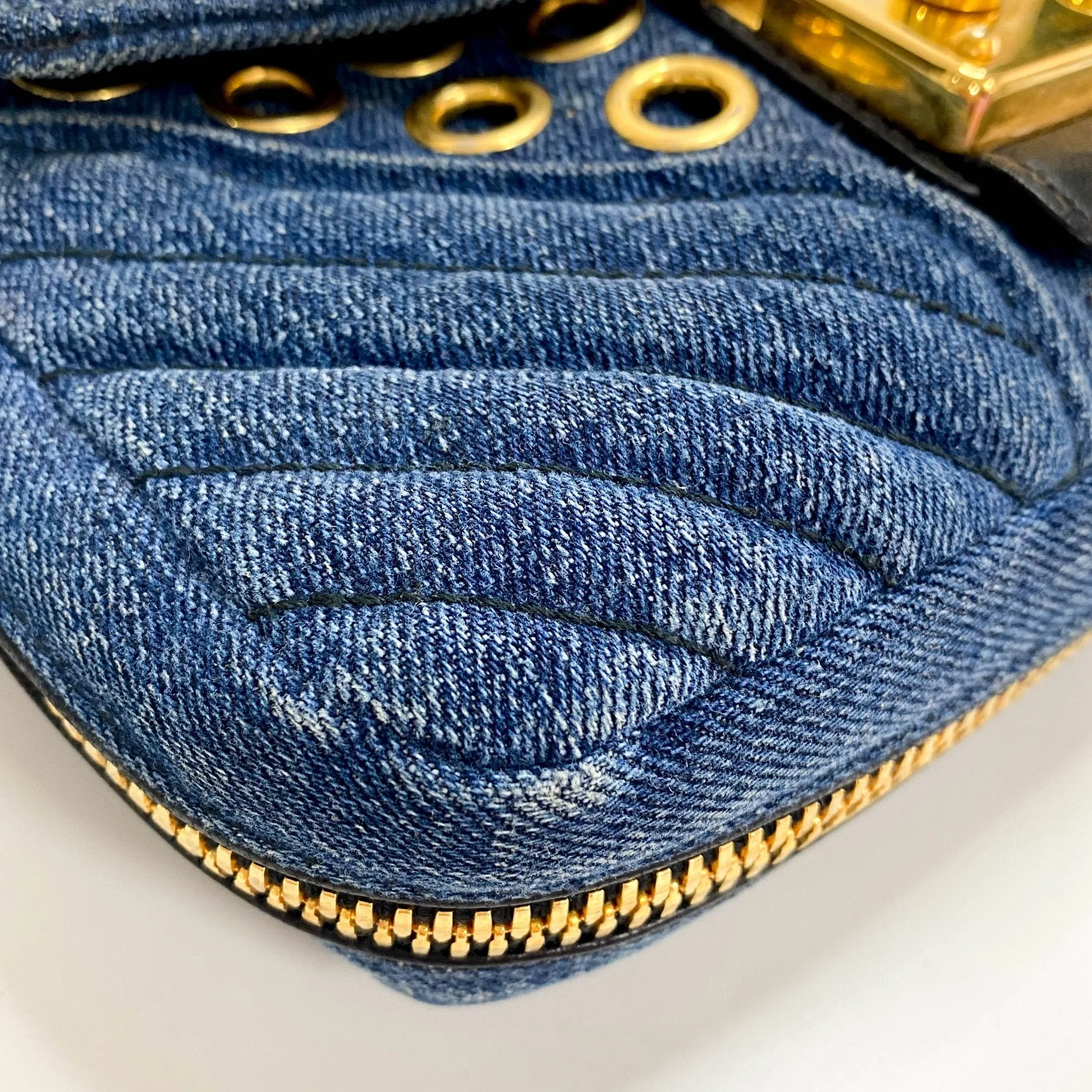 Pink Rhinestone Embellished Denim Crossbody Bag