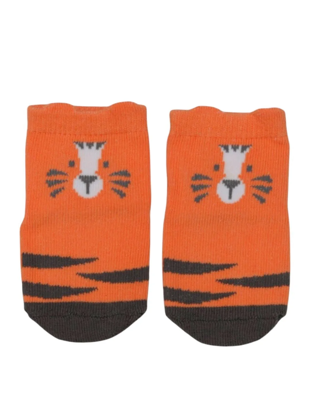 Playful Monkey and Tiger Combo  Socks for Boys- Orange & Brown