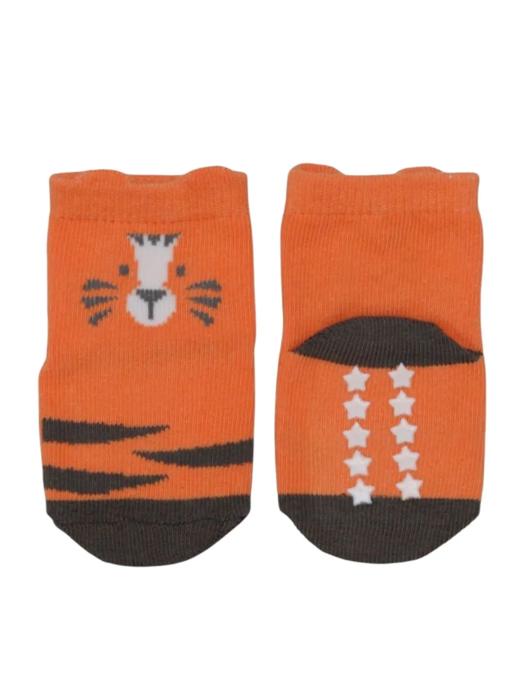 Playful Monkey and Tiger Combo  Socks for Boys- Orange & Brown