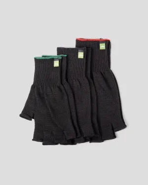 Polypro Fingerless Gloves - Black/Black