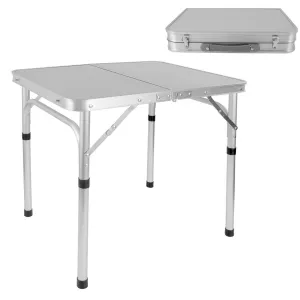 Portable Aluminum Fold-in-Half Table with Adjustable Heights