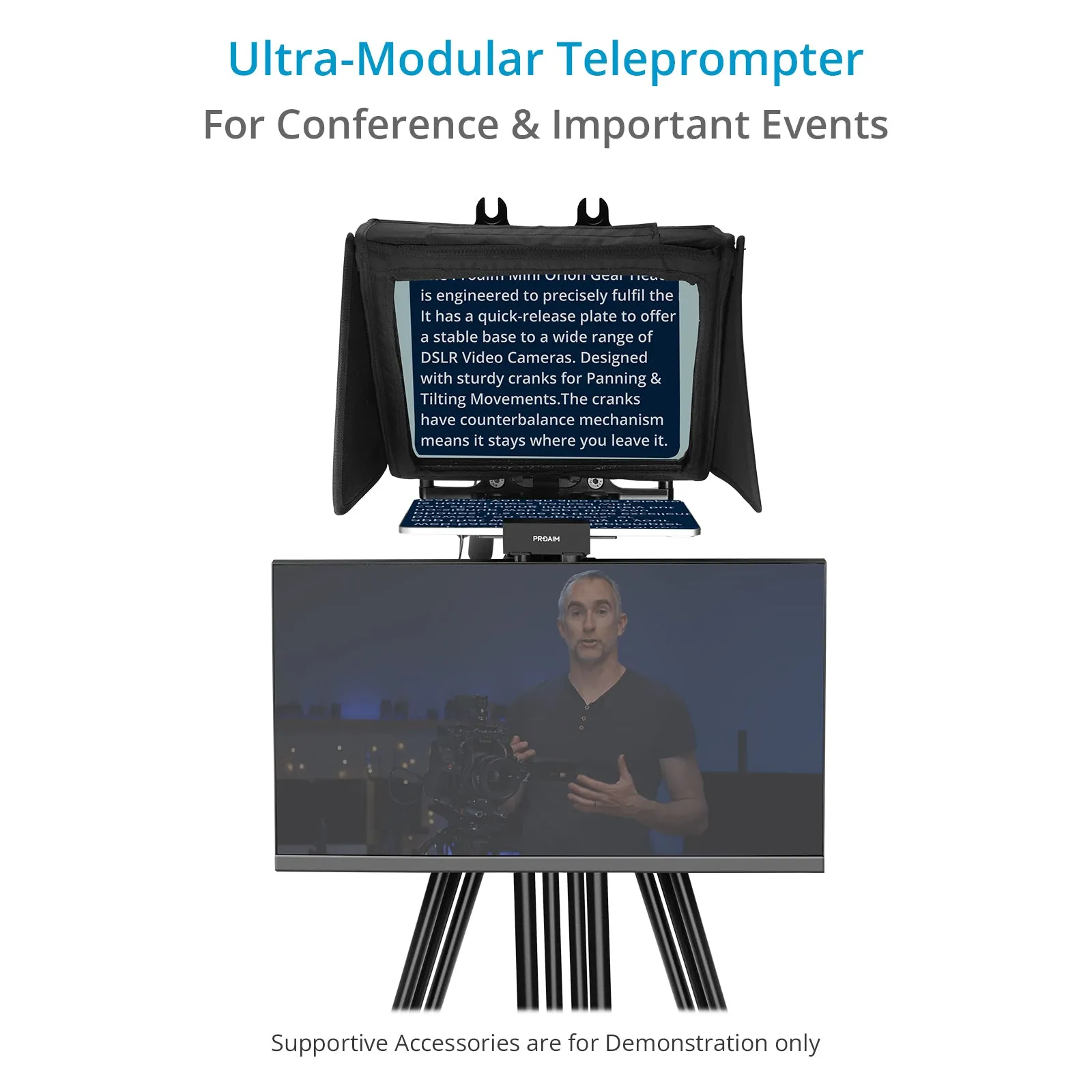 Proaim Ultra Modular Teleprompter | Fits 12 LCD Monitors / Tabs