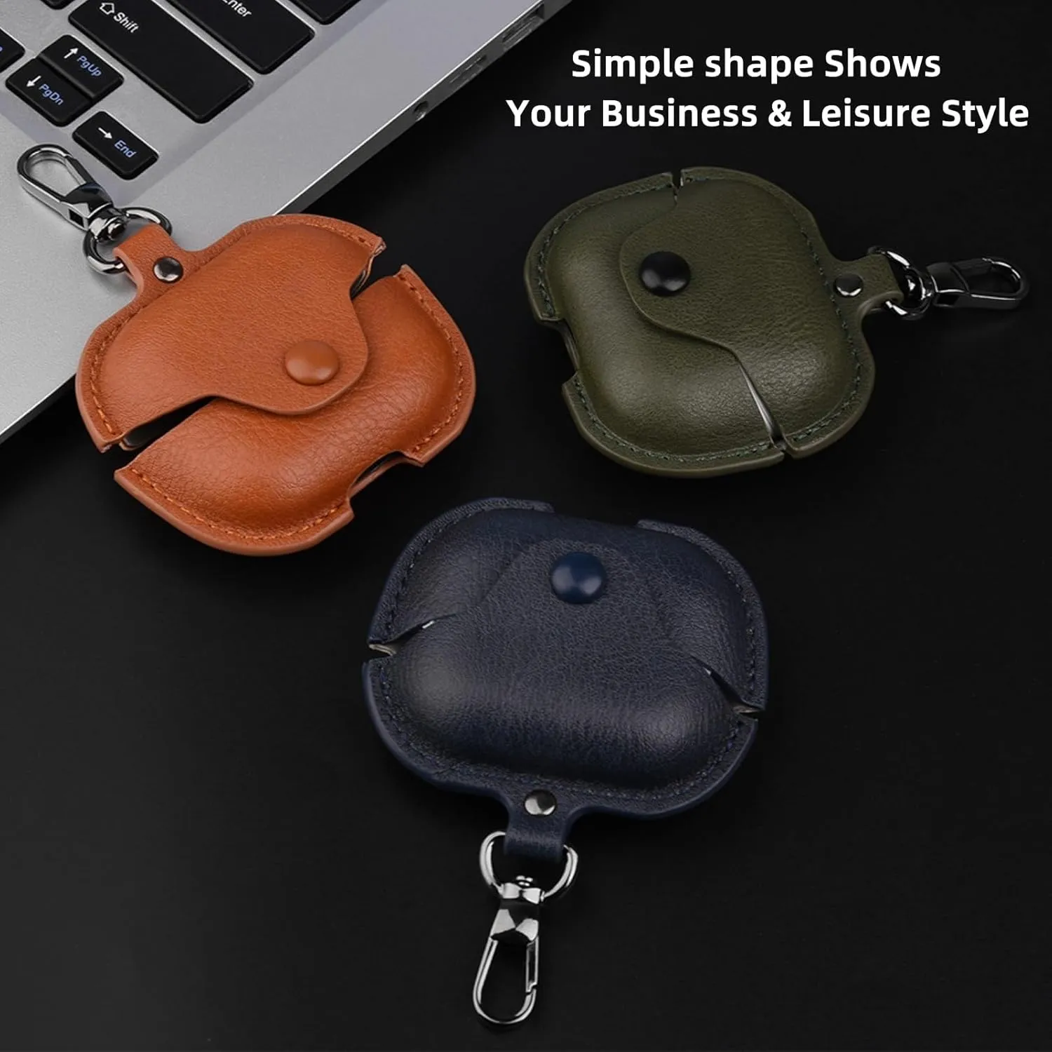 Protective Case for Galaxy Buds 3 Pro/Galaxy Buds 3 Earbuds, Upgraded Leather Carrying Case with Keychain Buckle, Drop-Proof & Wear-Resistant (Blue)