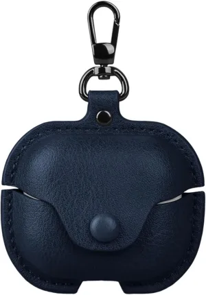 Protective Case for Galaxy Buds 3 Pro/Galaxy Buds 3 Earbuds, Upgraded Leather Carrying Case with Keychain Buckle, Drop-Proof & Wear-Resistant (Blue)
