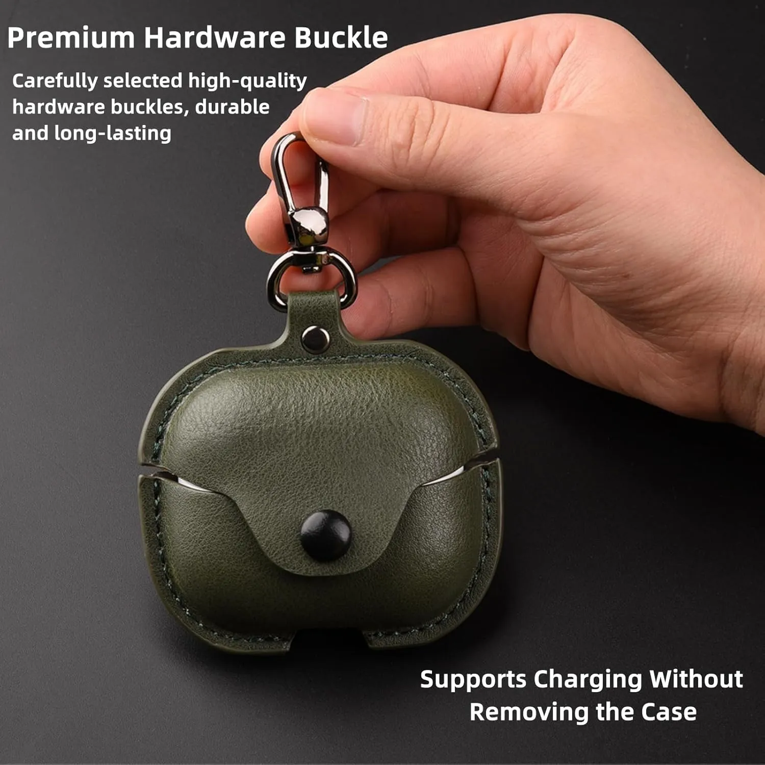 Protective Case for Galaxy Buds 3 Pro/Galaxy Buds 3 Earbuds, Upgraded Leather Carrying Case with Keychain Buckle, Drop-Proof & Wear-Resistant (Blue)