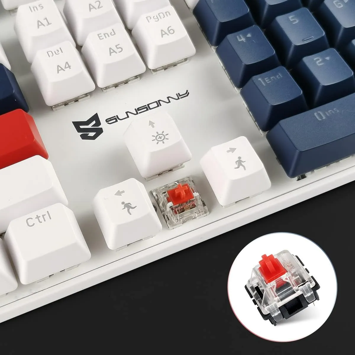 Qisan Mechanical Gaming Keyboard Full Size 104 Keys US Layout Wired Keyboard Red Switch Ice Blue Keyboards for Gaming Accessories | Ergonomic USB Keyboards | Gaming Gifts