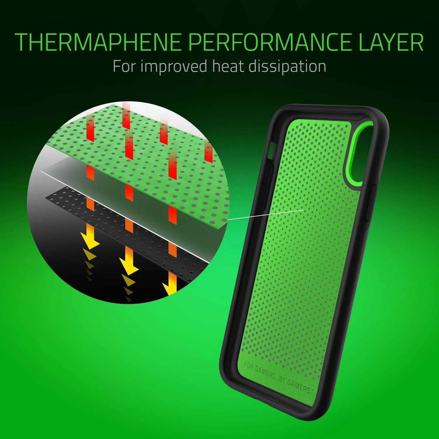 Razer Arctech Pro for iPhone Xs Case/iPhone X Case: Thermaphene & Venting Performance Cooling - Wireless Charging Compatible - Drop-Test Certified up to 10 ft - Matte Black