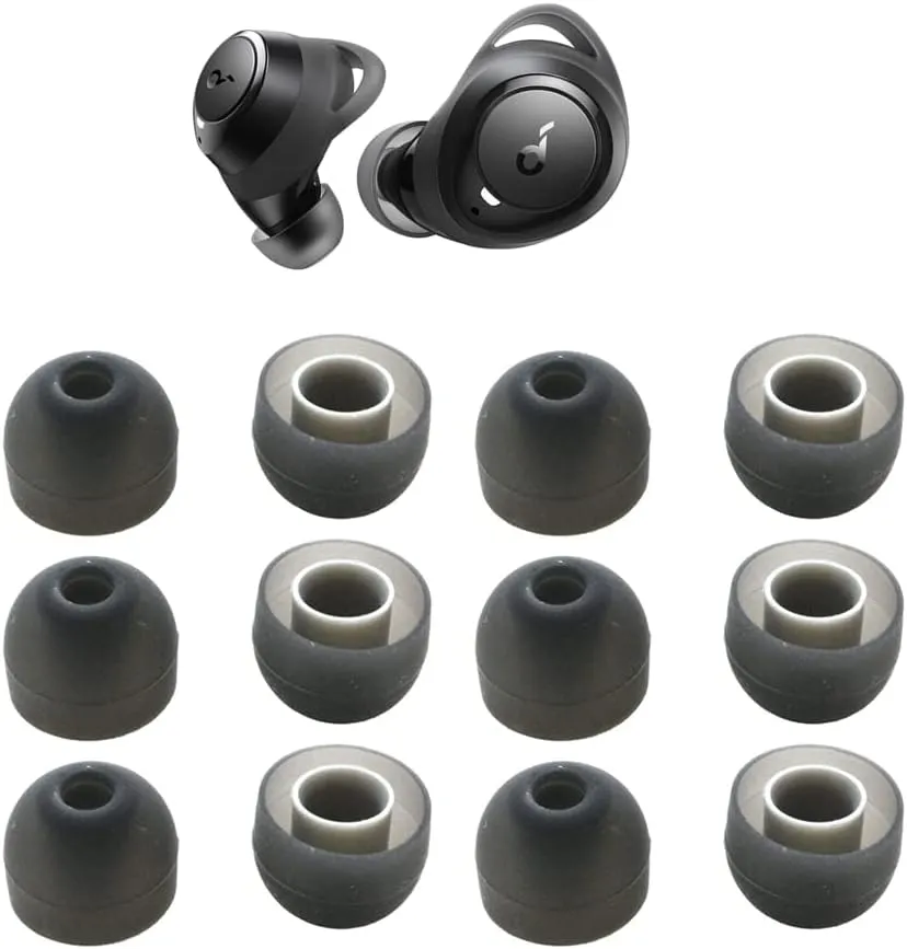 Replacement 6 Pair Medium Size Eartips for Soundcore by Anker Life A1 True Wireless Earbuds