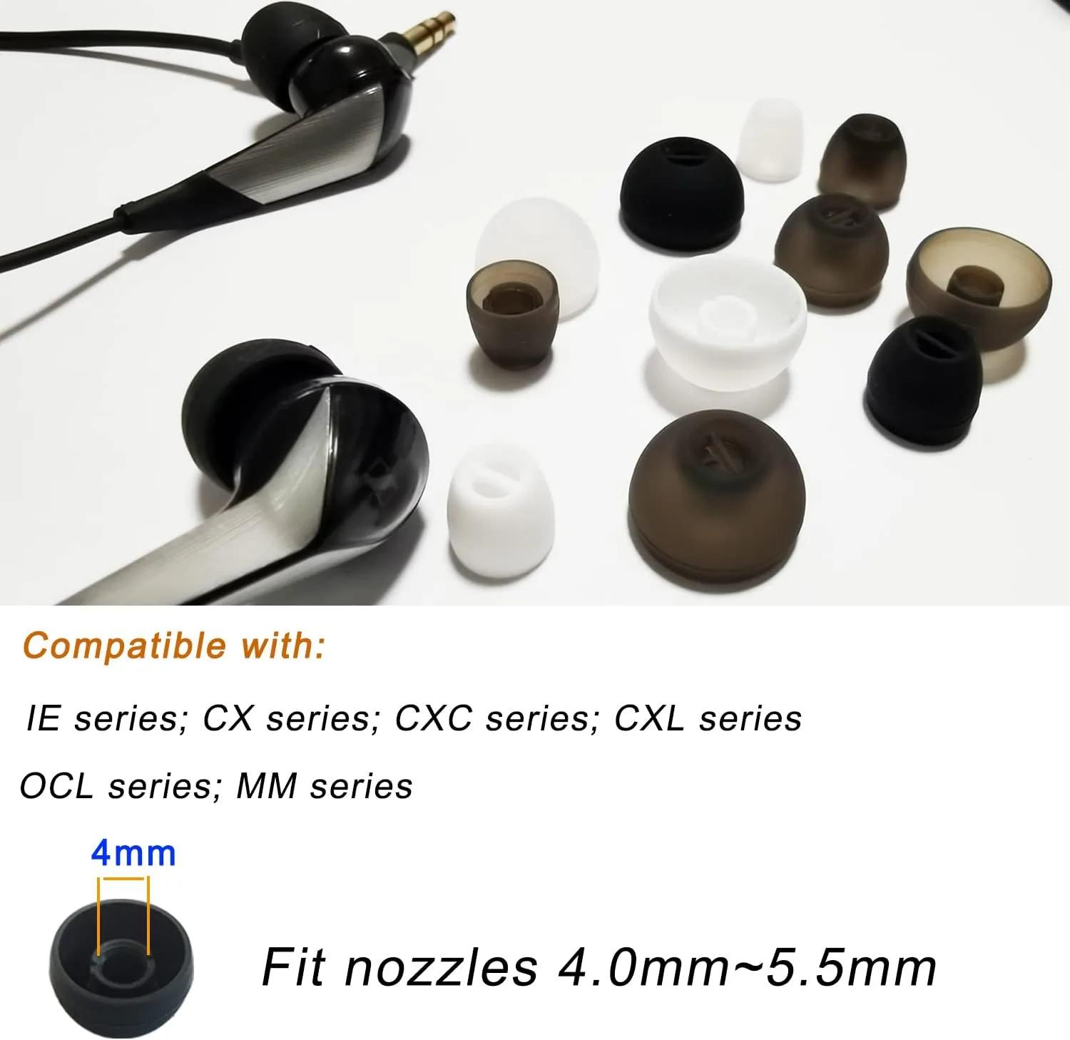 Replacement Ear Tips for Sennheiser Earbuds Tips Replacement Silicone for Sennheiser Momentum IE CX IE300 Extra Small Earbuds Tips, White