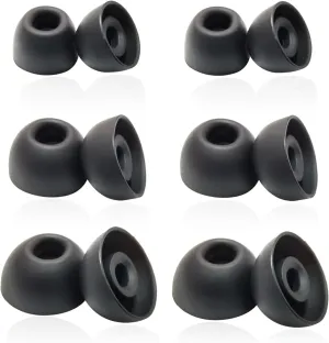 Replacement Earbuds Tips Silicone Universal for 4.0mm-6.0mm Nozzle in-Ear Rubber Ear Tips Fit True Wireless Earbuds 6 Pairs LMS Black