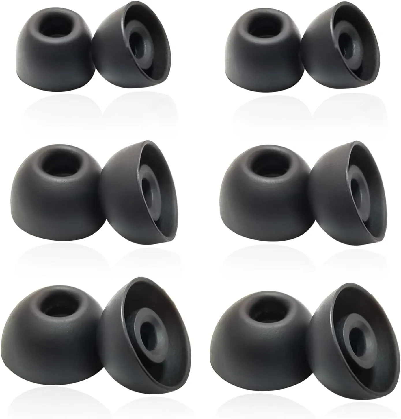 Replacement Earbuds Tips Silicone Universal for 4.0mm-6.0mm Nozzle in-Ear Rubber Ear Tips Fit True Wireless Earbuds 6 Pairs LMS Black