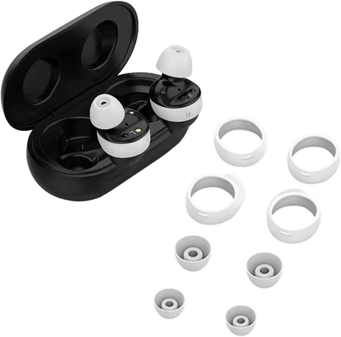 Replacement Silicone Earbud Tips Compatible with Samsung Galaxy Buds SM-R170, Soft in-Ear Eartips Covers for Headphones, Precise Fit, Travel and Daily Use, 4 Pairs (White)