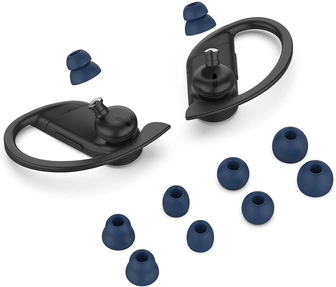 Replacement Silicone Earbuds Ear Tips Eargels Buds Set Compatible with Beats by Dr. Dre Powerbeats Pro Wireless in-Ear Earphones (4 Pairs/Navy Blue)