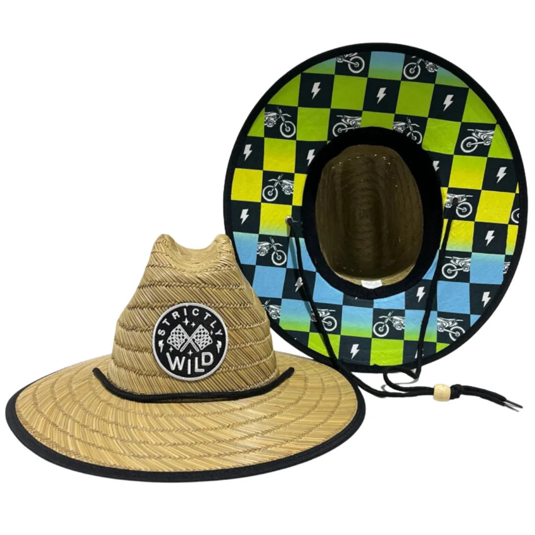Retro Dirt Bike Checks Straw Hat (discontinuing)