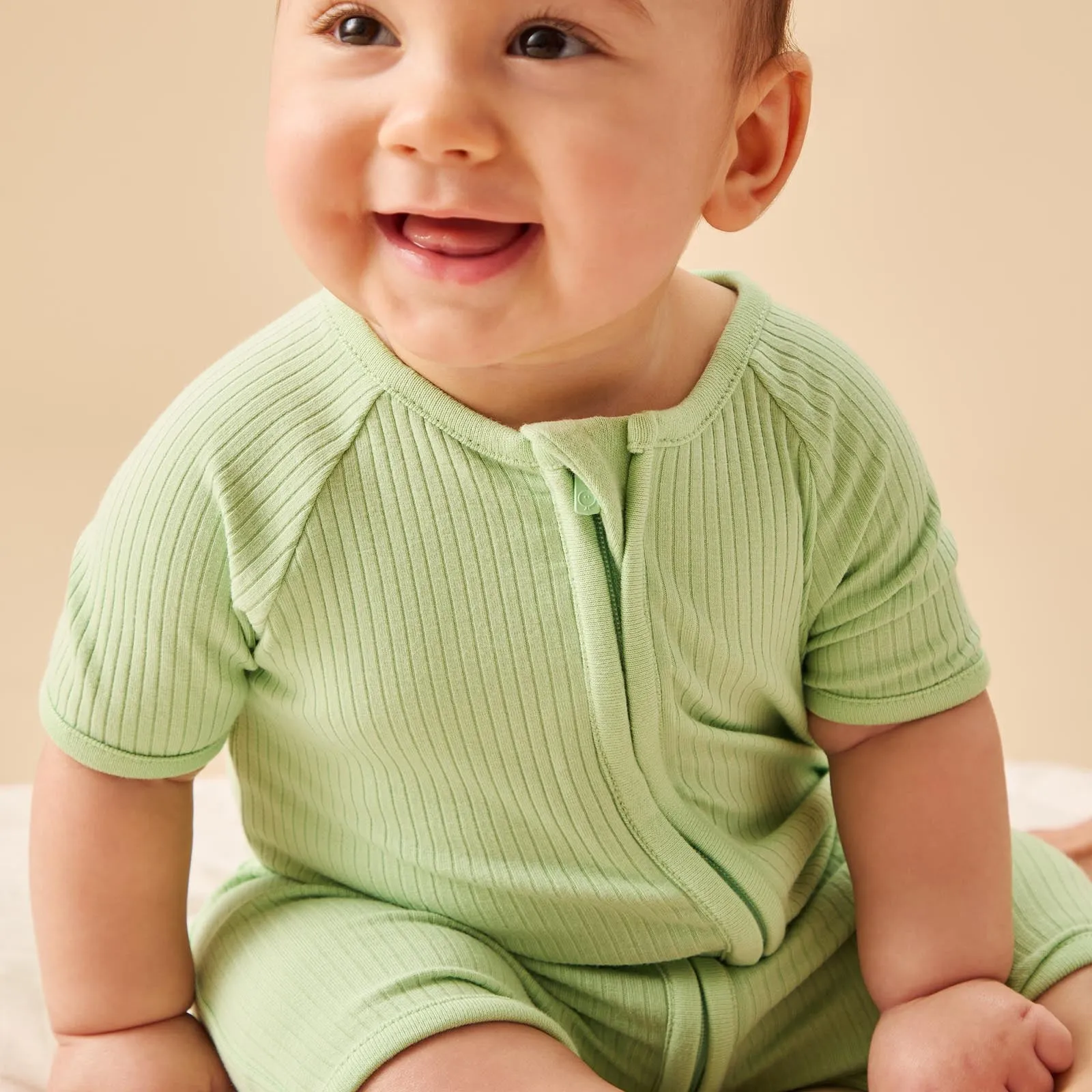 Ribbed Zip Summer Pajamas