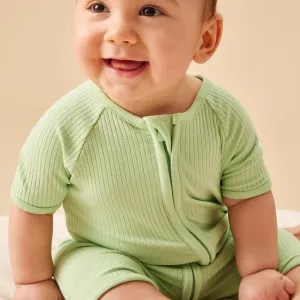 Ribbed Zip Summer Pajamas