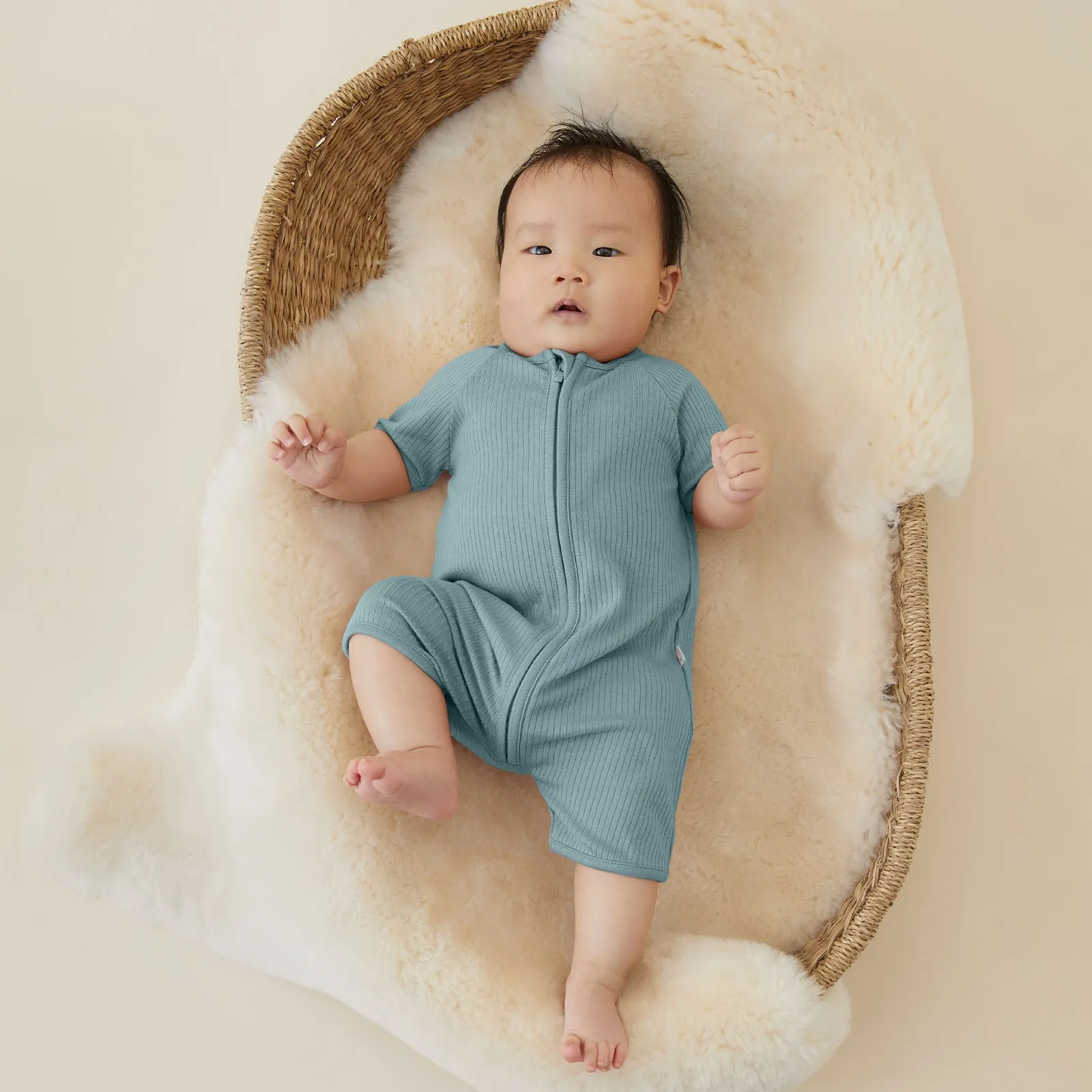 Ribbed Zip Summer Pajamas